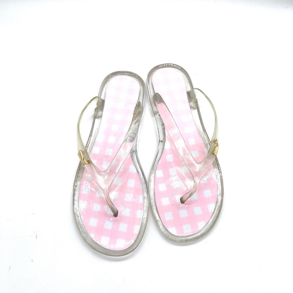 Vineyard Vines Jelly Flip Flops Pink and White Checkered